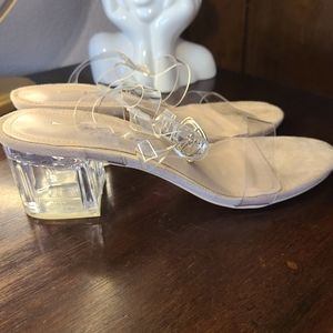 Brand New Never Wore Clear heels sandals 5.5